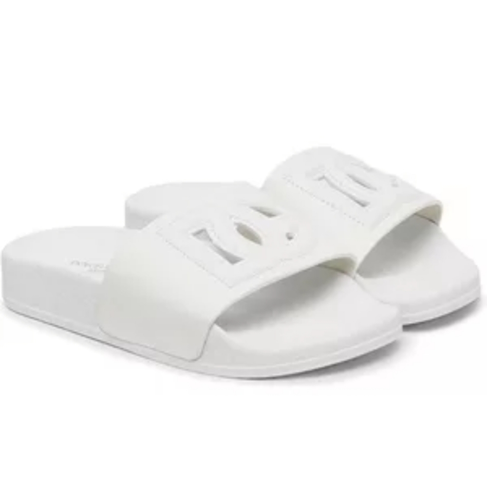 Dolce & Gabbana Monogram Beachwear Slide Sandal White - Picture 1 of 10